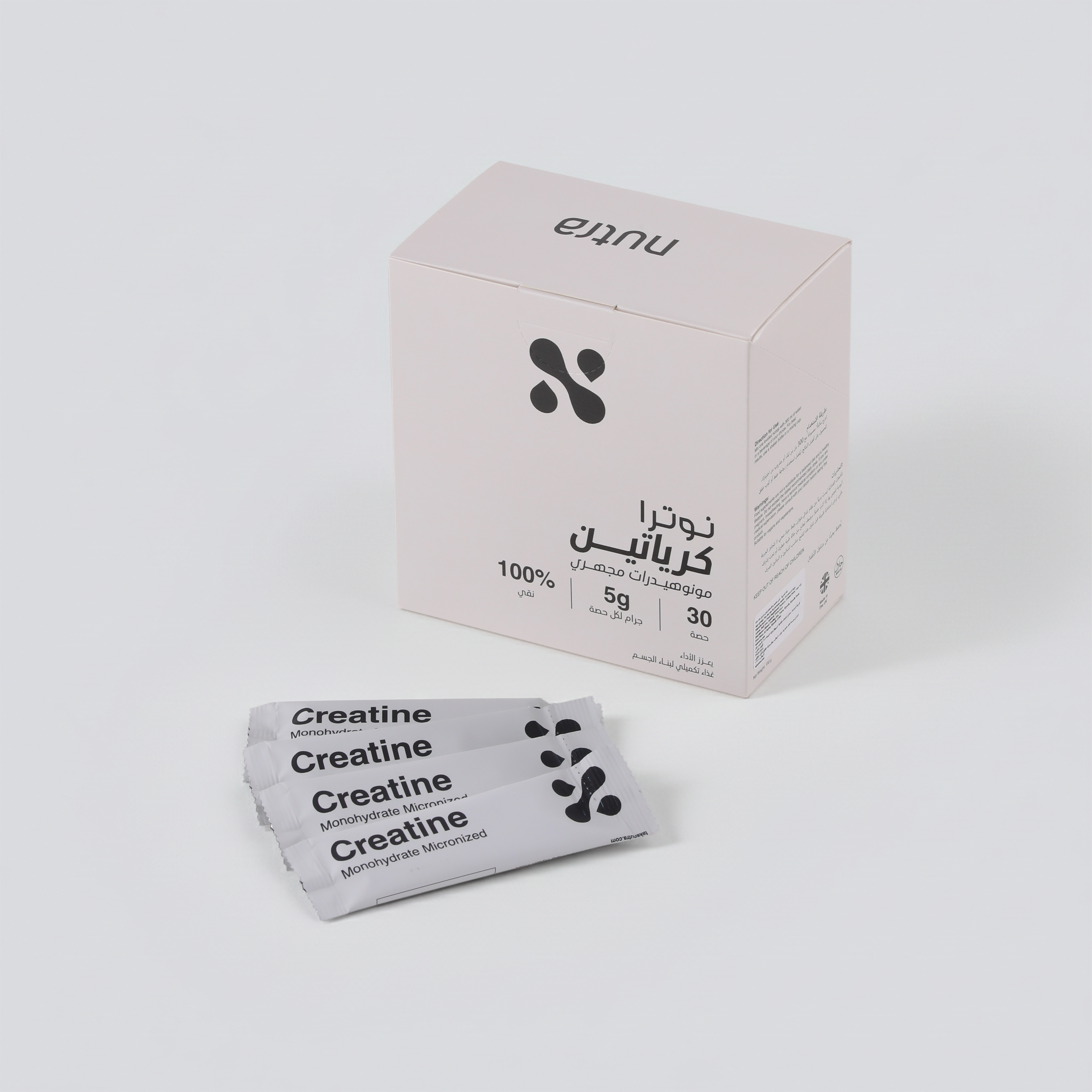 Box of Nutea creatine supplement with packets on a white background
